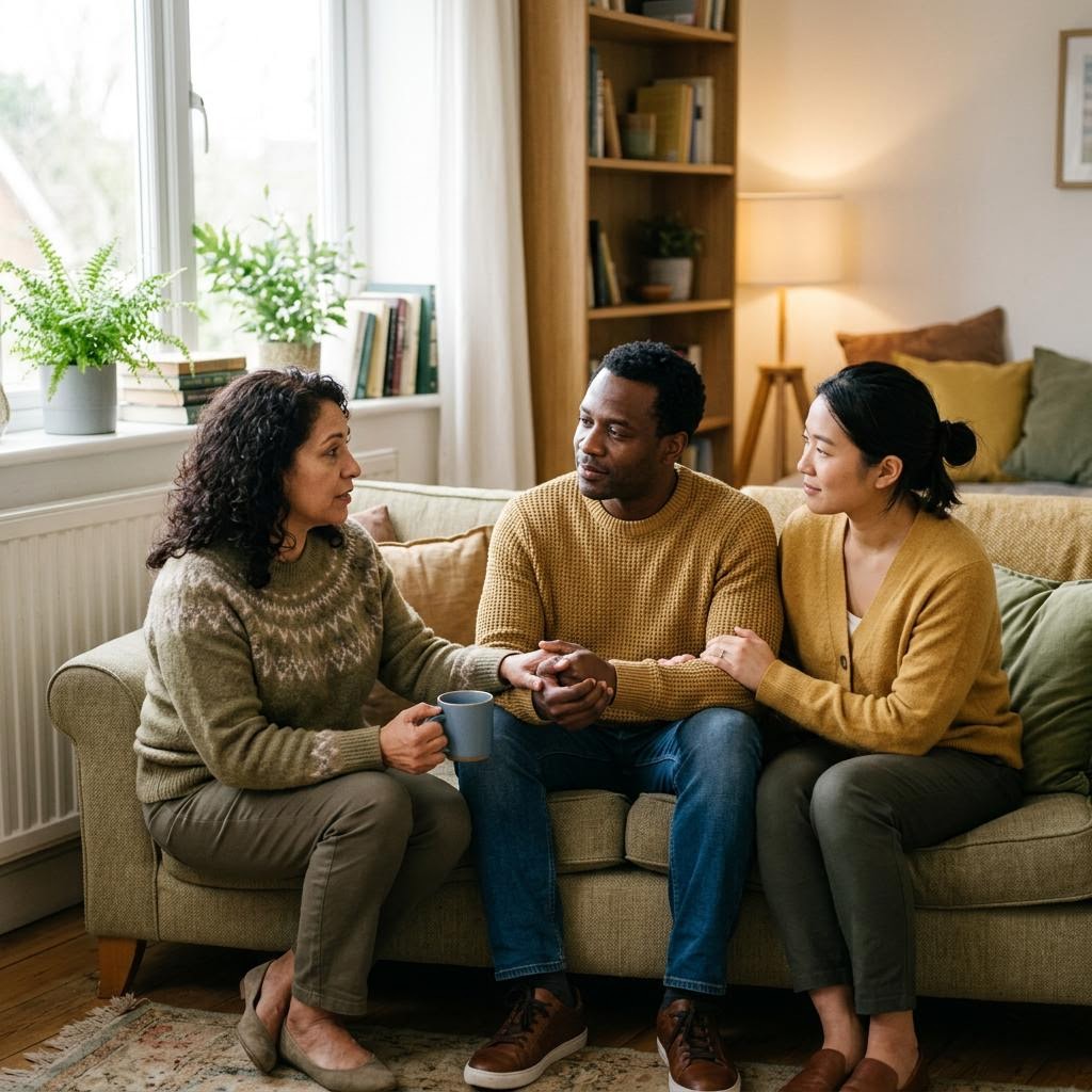 Diverse support group representing additional behavioral health needs