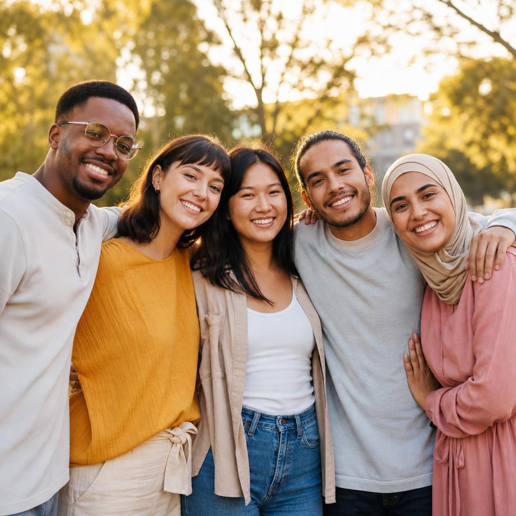 Diverse group of adults representing mental health recovery and community support
