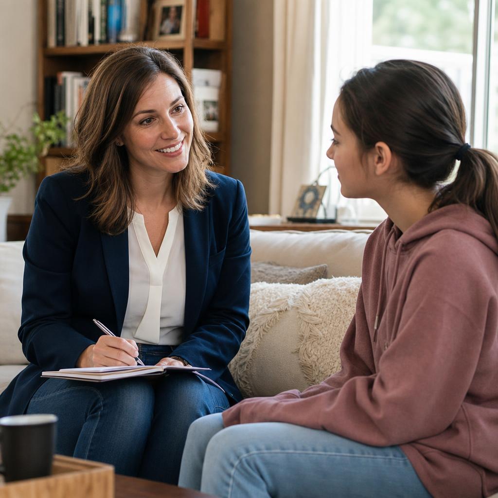 Psychiatric nurse practitioner visiting a patient at home